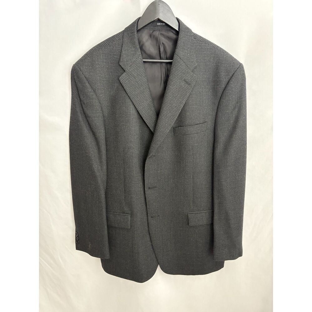 Brandini 100% Pure Lambs Wool Sport Coat Blazer 46R Black Grey Career Office